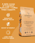 Lifeboost Cognition Adaptogenic Mushroom Coffee Great Tasting Organic Lions Mane and Chaga Medium Roast Nootropic Coffee Increase Energy Boost Focus and Immune Support 12 oz Bag Ground