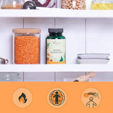 Vegan Essentials Vegavero | Multivitamins & Minerals | with Omega 3, Vitamin B12, B2, D3, K2, Zinc, Iron and Iodine | NO Additives | Natural Support for a Vegan Diet
