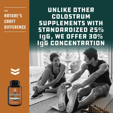 Natures Craft Bovine Colostrum Capsules with Immunoglobulin G - Colostrum Supplement and Muscle Builder for Gut Health Joint Support Immune Health Bone Strength and Brain Support Probiotic Supplement