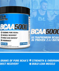 Evlution EVL BCAAs Amino s Powder - BCAA Powder Post Workout Recovery Drink and Stim Free Pre Workout Energy Drink Powder - 5g Branched Chain Amino s Supplement for Men - Blue Raz