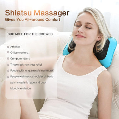 Mo Cuishle Shiatsu Neck Back Massager Pillow With Heat, Deep Tissue Kneading Massage For Back, Neck, Shoulder, Leg, Foot, For Men Women Mom Dad, Stress Relax At Home Office And Car