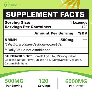 Sublingual Nmnh 500Mg (Dihydronicotinamide Mononucleotide) (120 Servings, Nmnh 500Mg Per Serving) Nad Supplement To Boost Nad Levels As We Age, For Anti-Aging, Energy, Immunity, Focus - 120 Count
