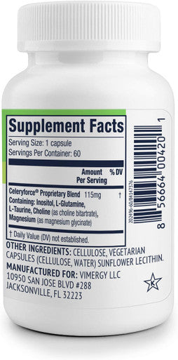 Vimergy Celeryforce , 60 Servings Nerve, Muscle & Cell Support - Powerful Blend of Magnesium, Inositol, L-Glutamine, L-Taurine & Choline Non-GMO, Gluten Free, Kosher, No Soy, Vegan, Paleo