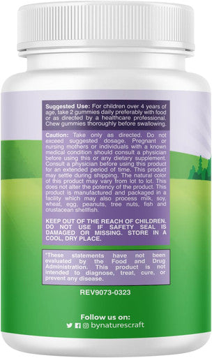 Natures Craft Delicious Kids Calcium Gummies - Toddler Vitamin D and Calcium Gummies for Children - Kids Vitamin Gummies with Calcium and Vitamin D for Muscle Bone and Teeth Development - Kosher Childrens Gummies