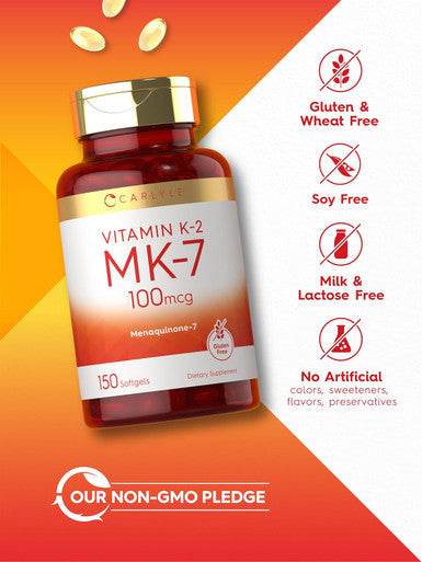 Carlyle Vitamin K2 Mk7 100 Mcg 150 Softgels Non-Gmo, Gluten Supplement