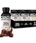 Oikos Protein Shake, Salted Caramel, 30g High Protein Drinks, Shelf Stable, Ready to Drink, 5g Prebiotic Fiber, 12 fl oz Bottle, 12 Count