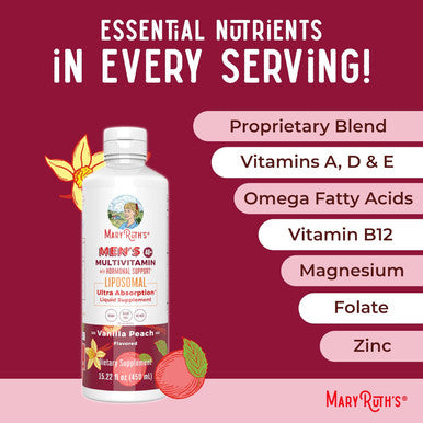 MaryRuth Organics Men's 40+ Liposomal Multivitamin Liquid Multivitamin with Vitamins, Minerals & Omega-3/9, Non-GMO, Vegan, 15.22 fl oz