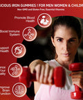 Iron Supplement For Women, Vegan Iron Gummies Gummy 65Mg And 250Mg Vitamin C With Vitamin A, B-Complex, Zinc & Folate For Iron Deficiency, Anemia, Energy Boost, Promote Sleep, Non-Gmo