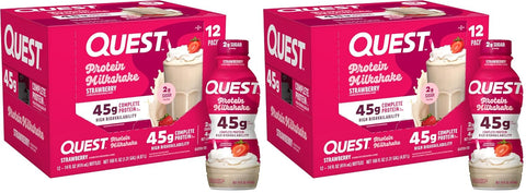 Quest Nutrition Chocolate Protein Shake, 45g Protein, 2g Sugar, 4g Net Carbs, Ready to Drink, Gluten Free, 12 Count | 45g Complete Protein, Ready to Drink, 4g Net Carbs, Gluten Free, Ultrafiltered Nonfat Milk, High Protein, 14 Fl Oz Bottles