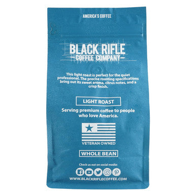 Black Rifle Coffee Company Silencer Smooth Light Roast Whole Coffee Beans 12 Oz Bag