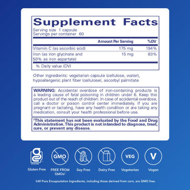 Pure Encapsulations IronC 60 vcaps