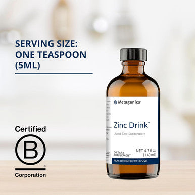 Metagenics Zinc Drink - Liquid Zinc Supplement - Trace Mineral - Immune System & Enzymes Support - With Zinc Sulfate - Non-Gmo, Gluten-Free, Vegetarian - 4.7 Fl Oz