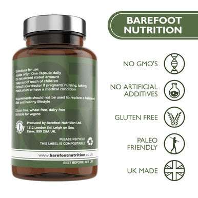 Barefoot Nutrition - B12 Complete High Strength Supplement Methylated B 12 (1000Ãƒâ€šÃ‚Âµg) - with Cofactors Methyl folate (400Ãƒâ€šÃ‚Âµg) & D-Biotin (400Ãƒâ€šÃ‚Âµg) - 60 x 1 A Day Vegan-Friendly Capsules