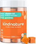 Kind Nature Vitamin B3 Niacin Gummies - Flush Niacinamide 500Mg Supplement - Vegan, Non-Gmo, Low-Calorie, Gluten-Free, Soy-Fee, 3Rd Party Lab Tested - 1 Month Supply, 90 Chewable Gummies