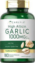 Carlyle High Allicin Garlic Supplement | 180 Caplets | Odorless Garlic Pills | Vegetarian, Non-GMO, Gluten Free