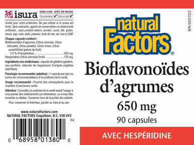 Natural Factors Citrus Bioflavonoids 650mg Support for The Bodys Use of Vitamin C 90 Capsules