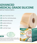 Geloo Professional Silicone Scar Sheets (Roll 1.6 160"- 4.06M) - Extended Edition Silicone Scar Tapes - Reusable Scar Removal Silicone Gel Strips For C-Section, Keloid, Surgery, Burn Scar Etc