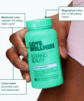 Love Wellness Sleeping Beauty Sleep Support With Melatonin Magnesium & L-Theanine Promotes Restful Sleep Relaxation & Calmness Organic Valerian Root Powder & Lemon Balm 60 Count