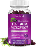 Calcium Magnesium Zinc Gummies With High Absorption Magnesium Glycinate 200Mg, Potassium -Plant Calcium Supplement W/ D3 & Sea Moss For Bone, Muscles, Calm Mood & Sleep Support- Kids & Adults (1 Pack)