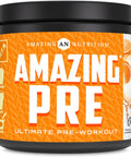 Amazing Nutrition PRE | Ultimate Pre-Workout Supplement | 30 Servings Powder | 2.5 Grams BCAA Per Serving (30 Servings Natural Orange)