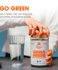 Genius Super Greens Superfood Powder, Nootropic Supplement - Organic Spirulina Powder with Lions Mane, Kale, Spinach & Antioxidants - Juice & Smoothie Mix for Energy, Immunity & Gut Health