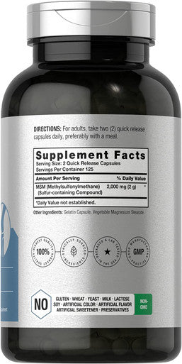 HorbÃƒÆ’Ã‚Â¤ach MSM Supplement Capsules | 2000mg | 250 Count
