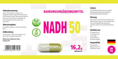 Hepatica Nadh 50Mg 60 Vegan Capsules, 3Rd Party Lab Tested, High Strength Supplement, Gluten And Gmo , 60 Count (Pack Of 1)