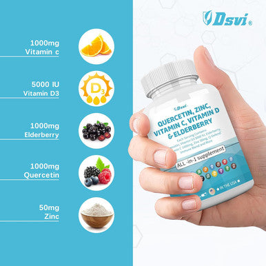 Quercetin 1000Mg Zinc 50Mg Vitamin C 1000Mg Vitamin D 5000Iu Immune System Support Supplement With Echinacea Ginger Bromelain Sea Moss Garlic Nettle Vegan Capsules For Men And Women,60 Count Usa