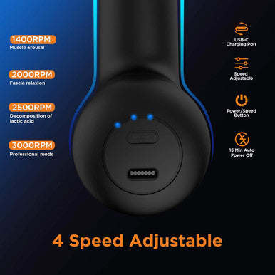 Mini Massage Gun, Powerful Fascial Gun Portable Deep Tissue Percussion Muscle Back Head Massager For Pain Relief With 4 Massage Heads High-Intensity Vibration Rechargeable Small Massage Gun