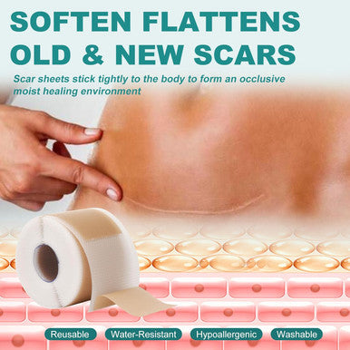 Silicone Scar Sheets, Silicone Scar Tape(1.6"X 158"), Scar Tape For Scar Removal Treatment, Reusable Silicone Scar Strips For Surgical, C-Section, Keloid, Burn, Acne, Surgical Scars
