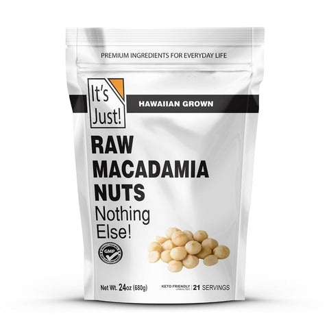 It's Just - Hawaiian Macadamia Nuts (1.5lbs), Small Batch Dry Roasted in USA, Lightly Salted, Keto Friendly, Resealable Bag, 24oz