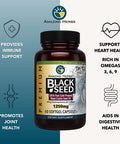 Amazing Herbs Premium Black Seed Oil Capsules - High Potency, Cold Pressed Nigella Sativa Aids In Digestive Health, Immune Support & Brain Function - 60 Count, 1250Mg (Pack Of 2)
