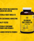 On Target Living Alaskan Cod Liver Oil 120 Soft Gels | Line Caught in The USA | Naturally Occurring Vitamin D | Rich in Omega 3 DHA/EPA