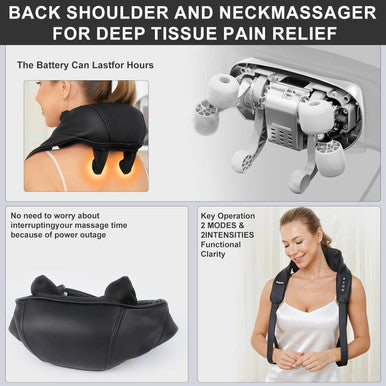 Fsa Hsa Eligible Neck Massager With Heat, Cordless Neck Massager For Pain Relief Deep Tissue, Shiatsu Back Shoulder And Neck Massager For Cervical Leg