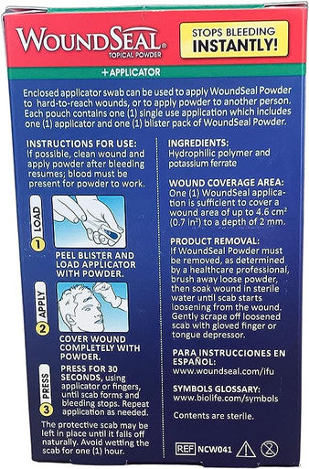 Hemostatic Agent WoundSeal 4 per Box Individual Packet Hydrophilic Polymer; Potassium Ferrate 1 Count By Woundseal