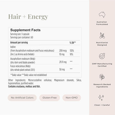 JSHealth Hair Formula - Vitamins For Hair Growth And Energy With Zinc And Iodine - Hair Loss Supplement For Men And Women (60 Capsules)