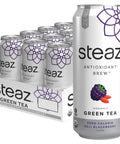 Steaz Organic Green Tea Zero Calorie Half & Half (12 Pack) Antioxidant Brew 65mg Natural Caffeine Vitamin C Stevia Sweetened Iced Tea Vegan Fair Trade 12 Cans 16 fl oz (473mL)
