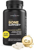 Livingood Daily Calcium Supplement for Women and Men Bone Support with Vitamin C Vitamin D3 K2 Magnesium Zinc Calcium Vegetarian Capsules Non GMO Gluten 60 Count