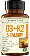 Vitamin D3 K2 5000 IU Supplement Vitamin D + Vitamin K2 (as MK7) + Calcium 3in1 Support for Immune Bone and Heart Health K2 D3 Vitamin Supplement with Black Pepper for Max Absorption 60 Caps