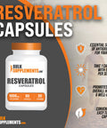 Bulksupplements.Com Resveratrol Capsules - Resveratrol Supplement, Polygonum Cuspidatum, Resveratrol 1000Mg - Antioxidants Supplement, Resveratrol Pills - 2 Capsules Per Serving, 60 Capsules