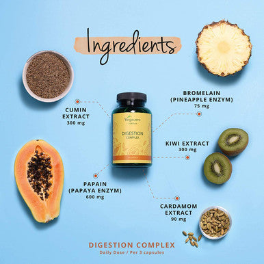 Digestive Enzyme VegaveroÃƒâ€šÃ‚Â® | 100% Natural | Papain, Bromelain & KWD+Ãƒâ€šÃ‚Â® and Plant Extracts | Without Additives | 180 Vegan Capsules