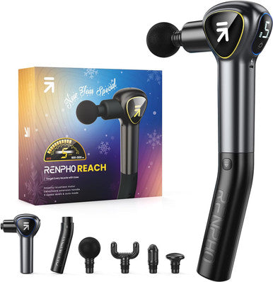 Renpho Massage Gun Deep Tissue, Fsa Hsa Eligible, Valentine Gifts, Back Massager For Pain Relief With Long Extension Handle,Percussion Handheld Mini Muscle Massagers Cordless For Athletes Neck,Reach