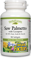 Natural Factors HerbalFactors Saw Palmetto with Lycopene 160mg Support for Healthy Prostate Function 90 Soft Gels