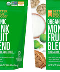 BetterBody Foods Organic Monk Fruit Sweetener Blend, Raw Cane Sugar Substitute, Zero Calorie, Keto Diet Friendly, Zero Net Carbs, Zero Glycemic, Baking, Extract, Sugar Replacement, 1lb, 16oz