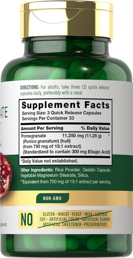 Carlyle Pomegranate Extract | 11250mg | 100 Capsules | Non-GMO Gluten Supplement | Traditional Herb