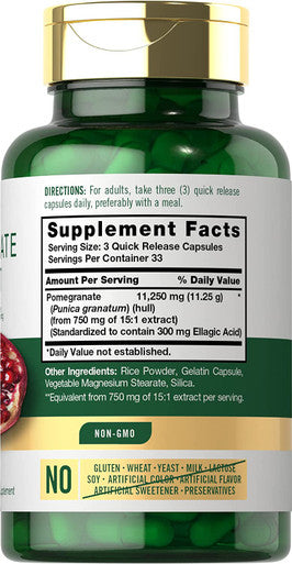 Pomegranate Extract | 11250mg | 100 Capsules | Non-GMO, Gluten Free Supplement | Traditional Herb | by Carlyle