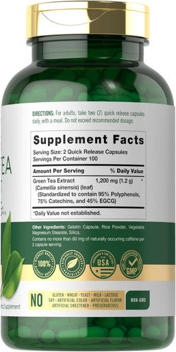 Carlyle EGCG Green Tea Extract Supplement | 1200mg | 200 Capsules | Non-GMO and Gluten