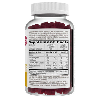 Nature'S Way Zinc Gummies, Daily Immune Support Gummies*, 100% Daily Value Zinc Per Gummy, Mixed Berry Flavored, 120 Gummies (Packaging May Vary)