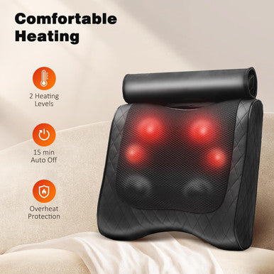 Back Massager With Heat, Percussion & Shiatsu 2-In-1 Massager For Lower Back Pain Relief, 3D Deep Tissue Kneading Massage Pillow For Back, Waist, Leg, Foot Relax, Gifts For Women Men