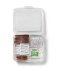 Curad Compact First Aid Kit with Over-The-Counter MedicineAll PurposeFlex-Fabric and Butterfly BandagesAntibiotic OintmentCleansing TowelettesAlcohol Prep PadsAcetaminophenCarry Case 80 Count